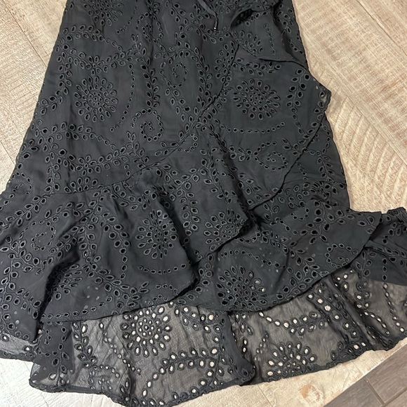 White House Black Market black eyelet faux wrap dress - Picture 2 of 7